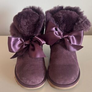 UGG Women's Ankle Boots in Plum with Satin Bow